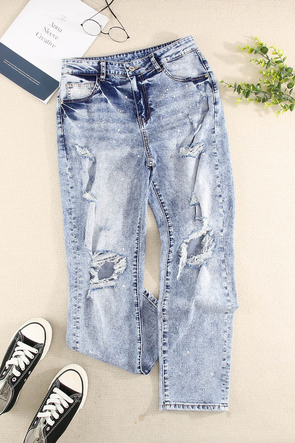 Splatter Distressed Jeans