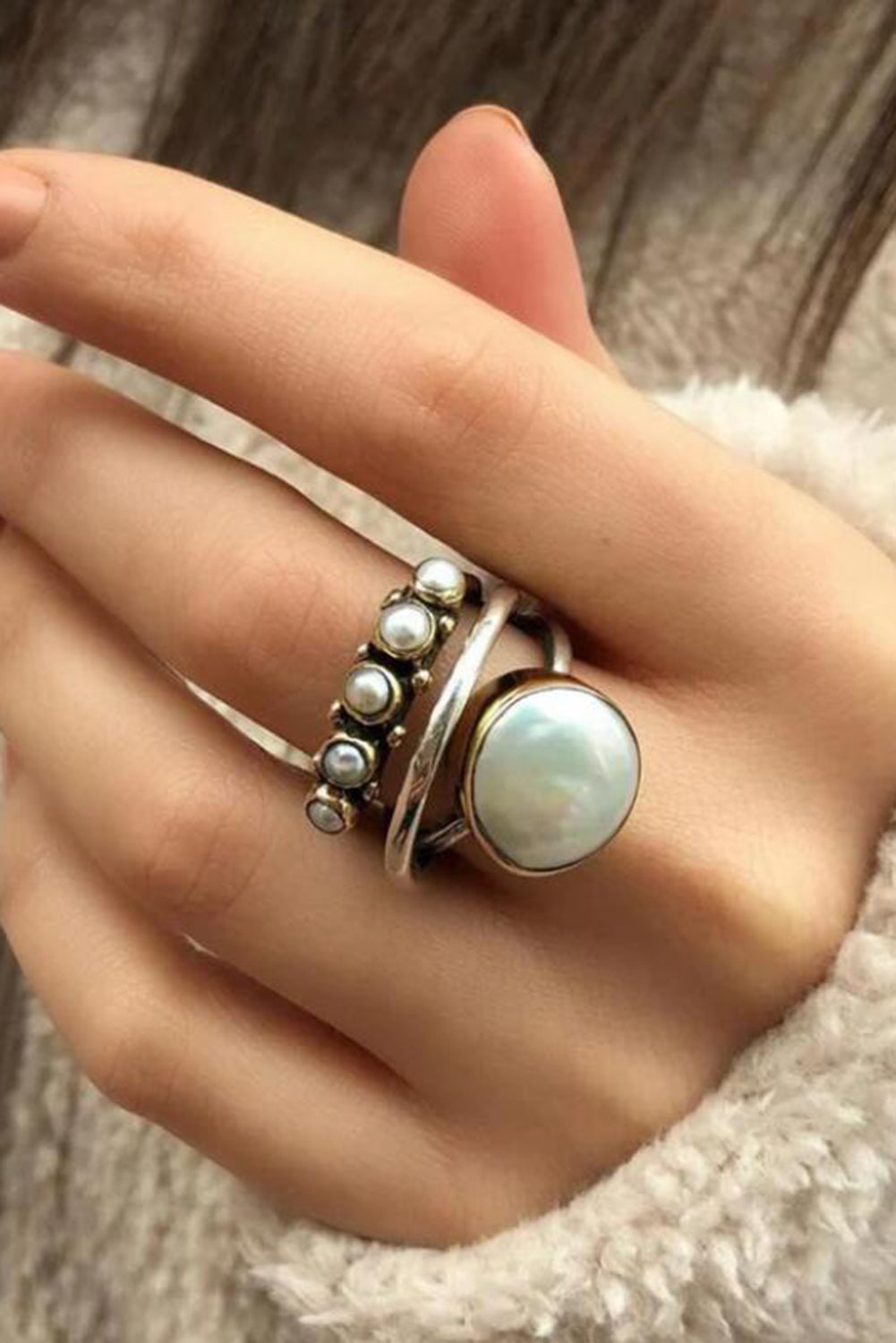 Vintage Pearl Inlay Opening Ring