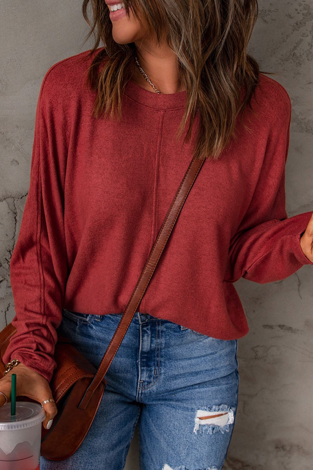 Seam Detail Round Neck Top