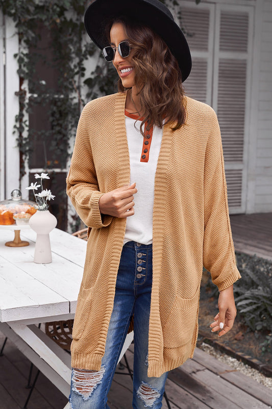 Open Front Longline Cardigan with Pockets