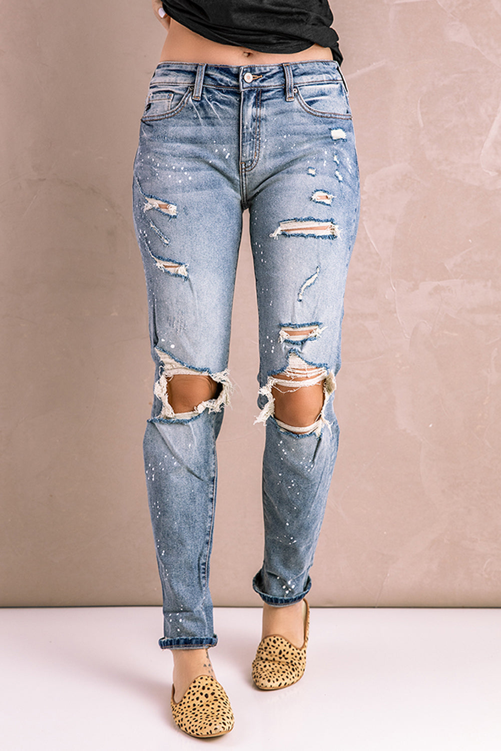 Splatter Distressed Jeans