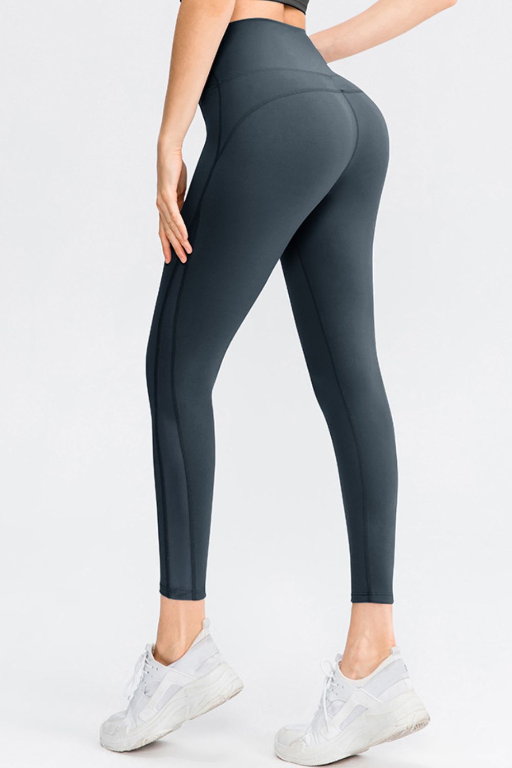 Elastic Waistband Spliced Mesh Yoga Leggings